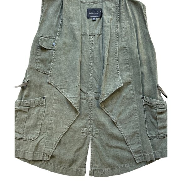 Sanctuary Womens Olive Green Cargo Vest With Tie-Waist & Flap Pockets Size M - Picture 6 of 10